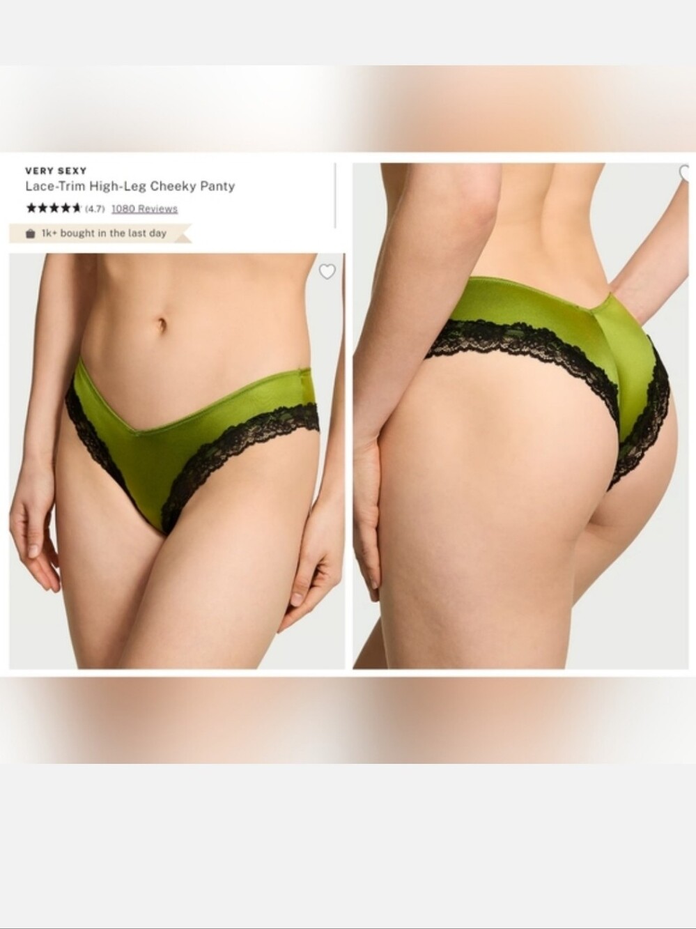 Victoria's secret VERY SEXY Lace-Trim High-Leg Cheeky Panty LARGE